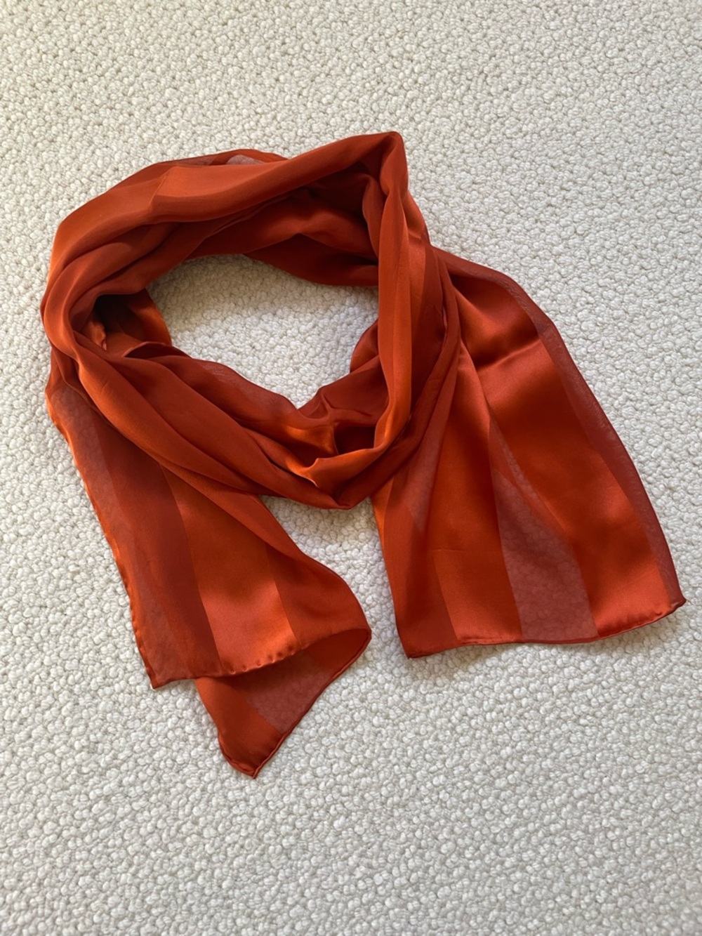 Talbots Vintage Silk Oblong Scarf | Burnt Orange Tonal Stripe Sash